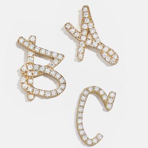 Solid Gold & Diamond Initial Earring - Gold