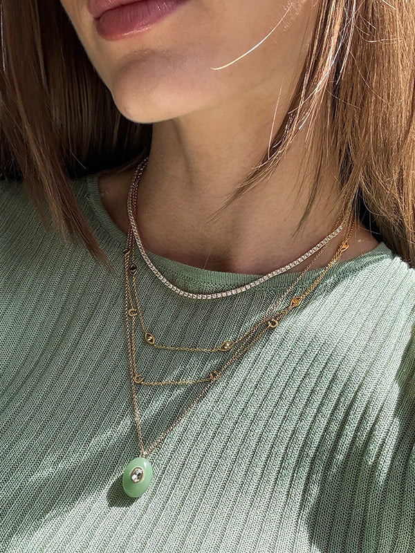 Aura Semi-Precious Pendant Necklace - Green - Image 4