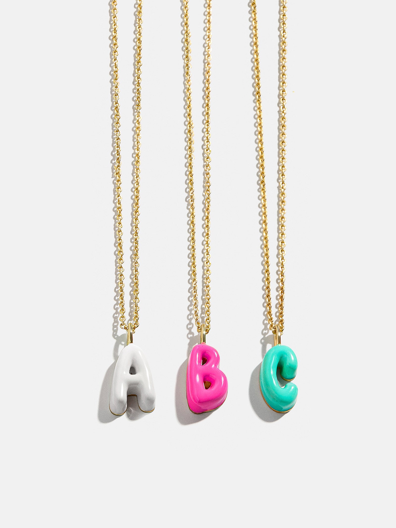Mini Bubble Initial Enamel Necklace - White