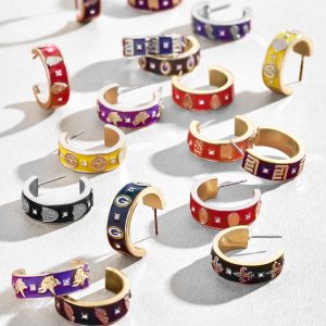 WEAR By Erin Andrews x BaubleBar Enamel Hoop Earrings - Green Bay Packers