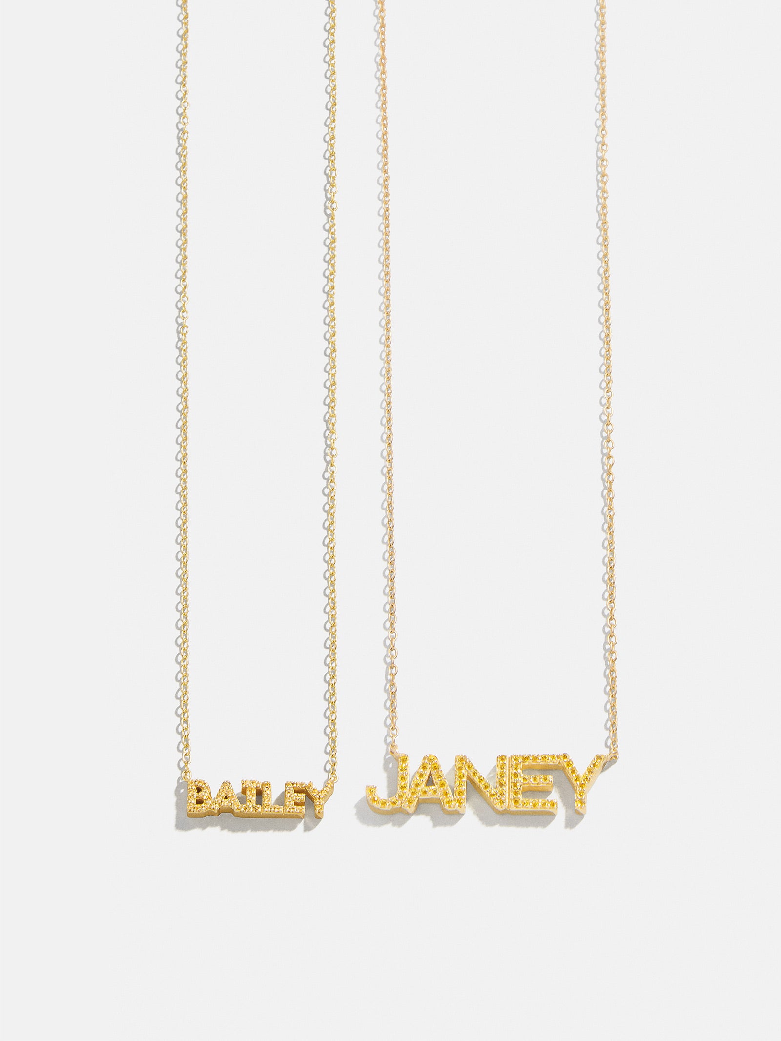 18K Gold Birthstone Custom Nameplate Necklace - Topaz