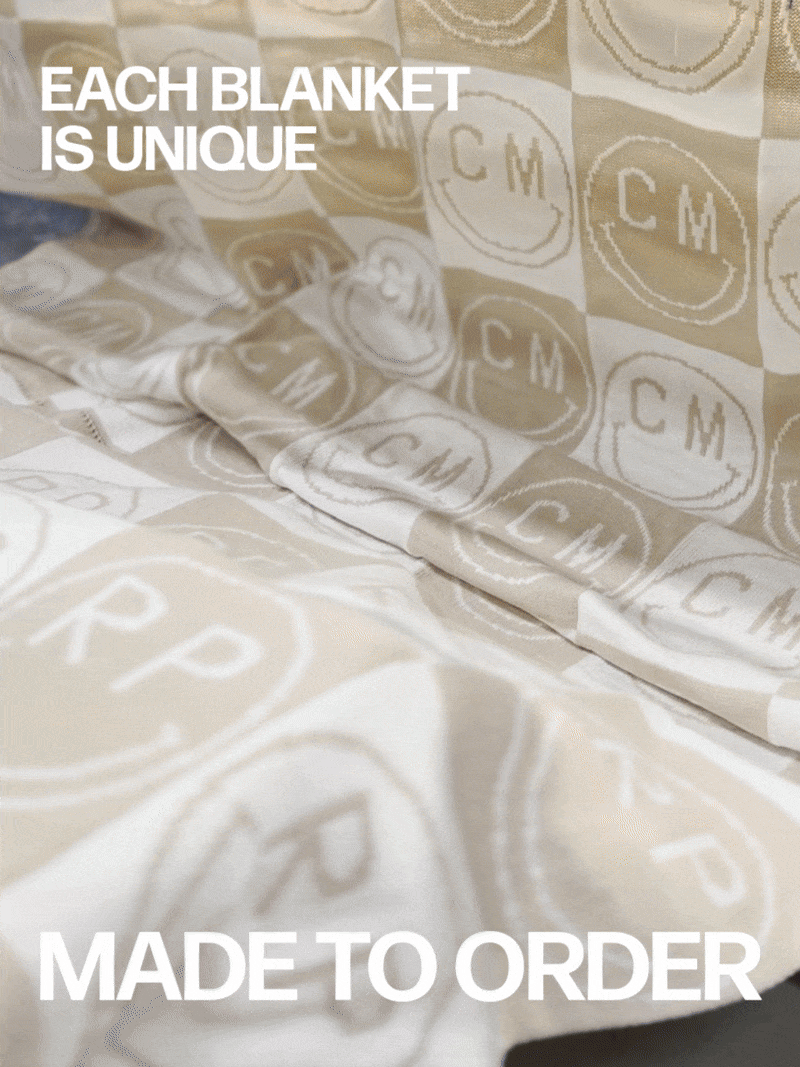 Ombre Initial Custom Blanket - Beige/Multi - Image 2