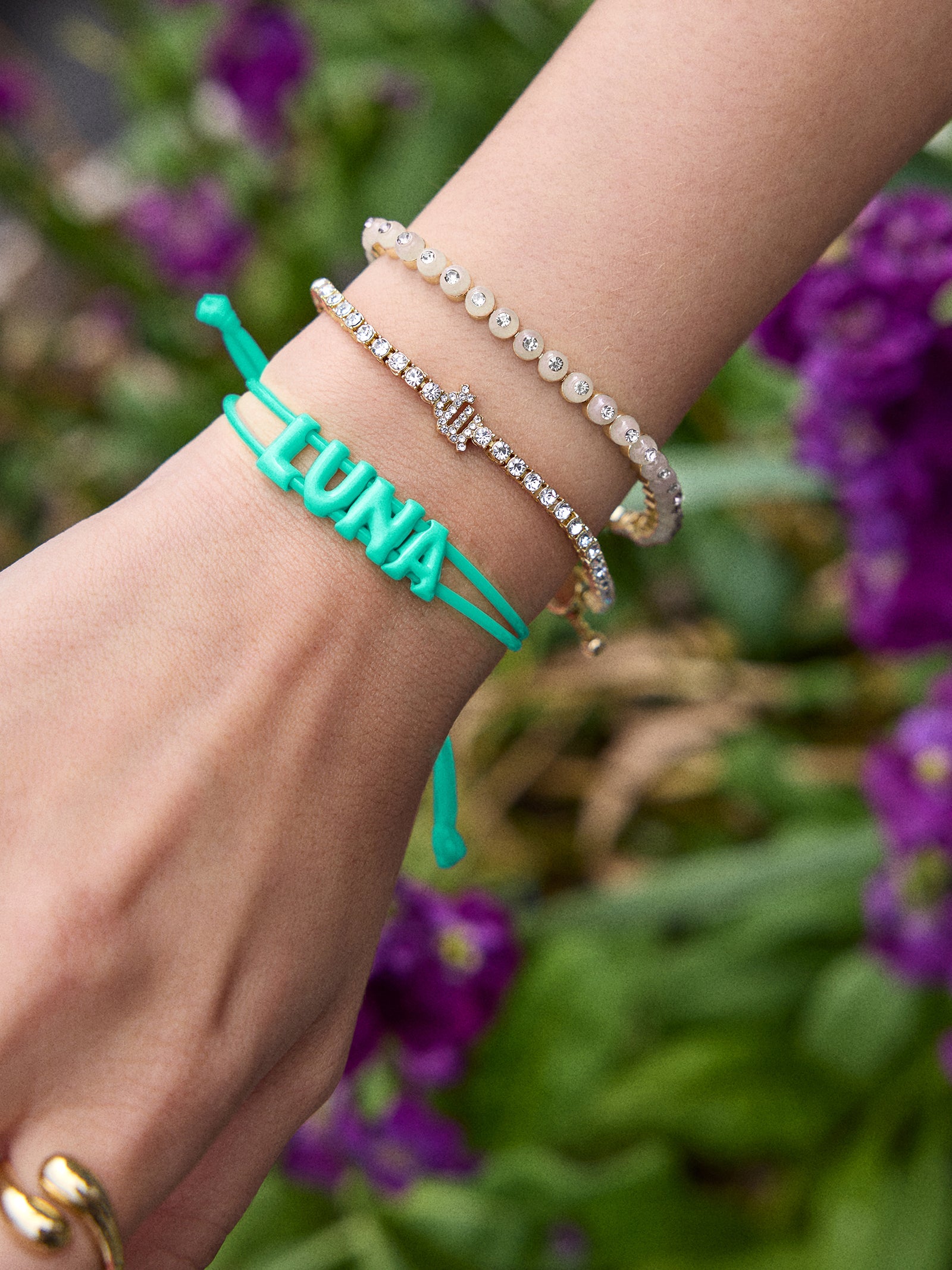 Say It All Custom Jelly Slider Bracelet - Turquoise - Image 2