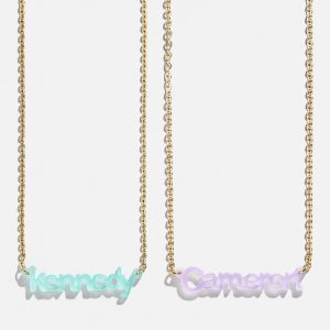 Acrylic Custom Nameplate Necklace - Gold