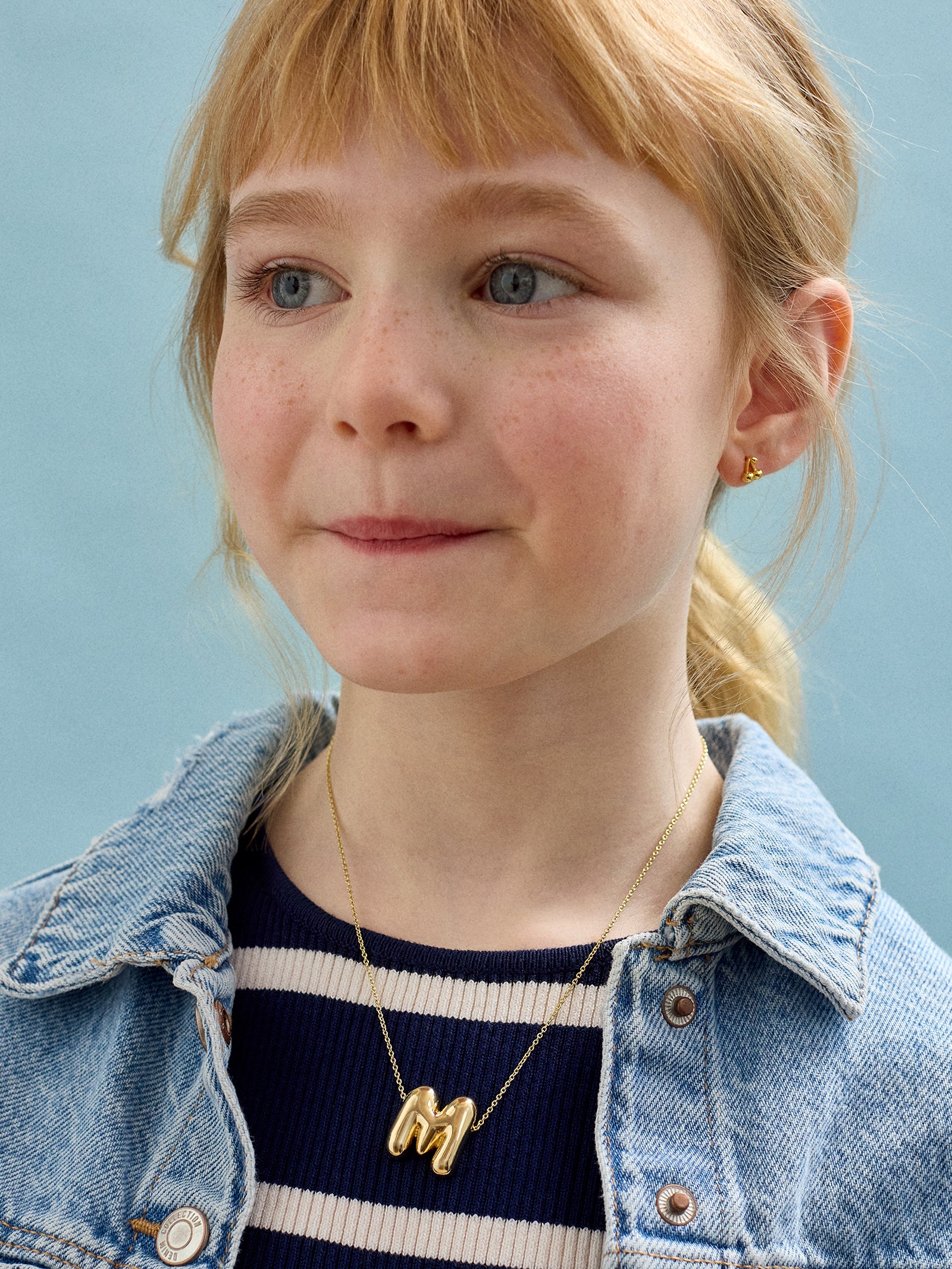 Kids' Bubble Initial Necklace - Gold - Image 2