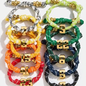 Knotty Varsity Number Custom Bracelet - Cherry Red Single Digit