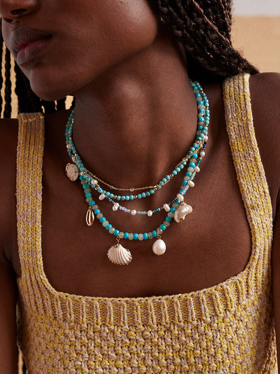 Maris Semi-Precious Necklace - White/Turquoise - Image 2